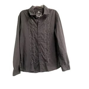 Helix Size XL Gray Button Down Western Style Shirt